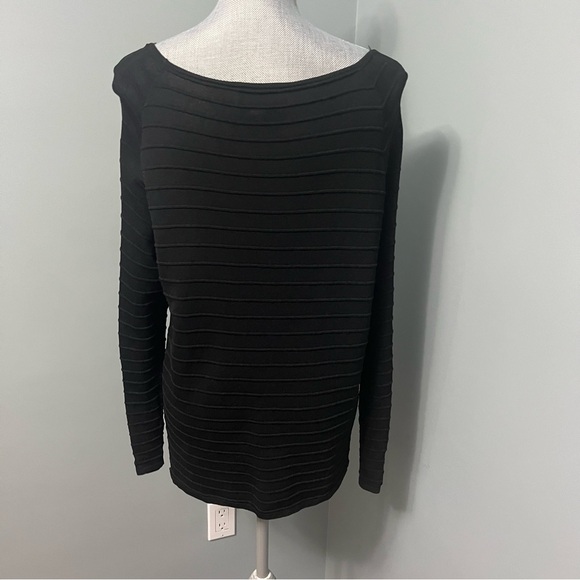 JOSEPH RIBKOFF embellished ribbed long sleeve black sweater blouse size medium - Picture 8 of 12